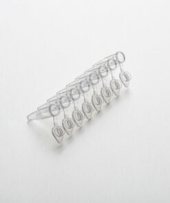 0,1ml 8-miestne strípy "Low profile" s jednotlivo upevnenými plochými vrchnákmi (qPCR), spevnené spoje, 120 ks