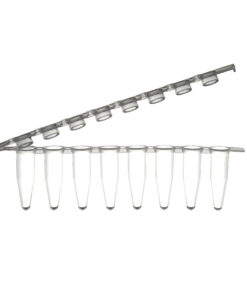 0,2ml 8-miestne strípy biele s upevnenými plochými vrchnákmi (qPCR), 125 ks