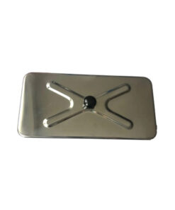 Veko nerezové s hmatníkom, malé rôzne rozmery, 1 ks