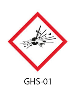 Samolepky VÝBUŠNÉ - Symbol CLP (GHS) 01, 26 x 37 mm, LABSOLUTE®, 500 ks rolka