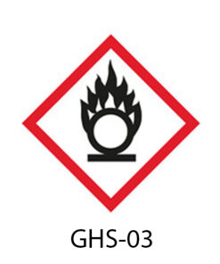 Samolepky NEBEZPEČNÉ LÁTKY - Symbol CLP (GHS) 03, 26 x 37 mm, LABSOLUTE®, 500 ks rolka