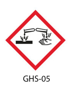 Samolepky KOROZÍVNE - Symbol CLP (GHS) 05, 26 x 37 mm, LABSOLUTE®, 500 ks rolka