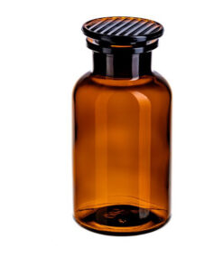 Fľaša širokohrdlá, prachovnica so zabrúsenou zátkou rôzne objemy, hnedá, 1 ks