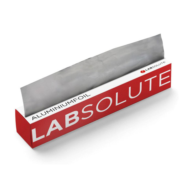 Fólia hliníková (alobal), LABSOLUTE®, rolka, šírka 450 mm, rôzne hrúbky, 10 metrov