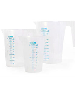 Odmerka s uchom vysoká, PP, modrá stupnica, rôzne objemy, 1 ks