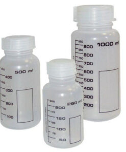 Fľaša PP guľatá širokohrdlá, s graduáciou, so skrutkovacím uzáverom, GL 32, rôzne objemy, 1 ks