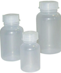 Fľaša PE guľatá širokohrdlá, so skrutkovacím uzáverom, GL 32, s graduáciou, rôzne objemy, 1 ks
